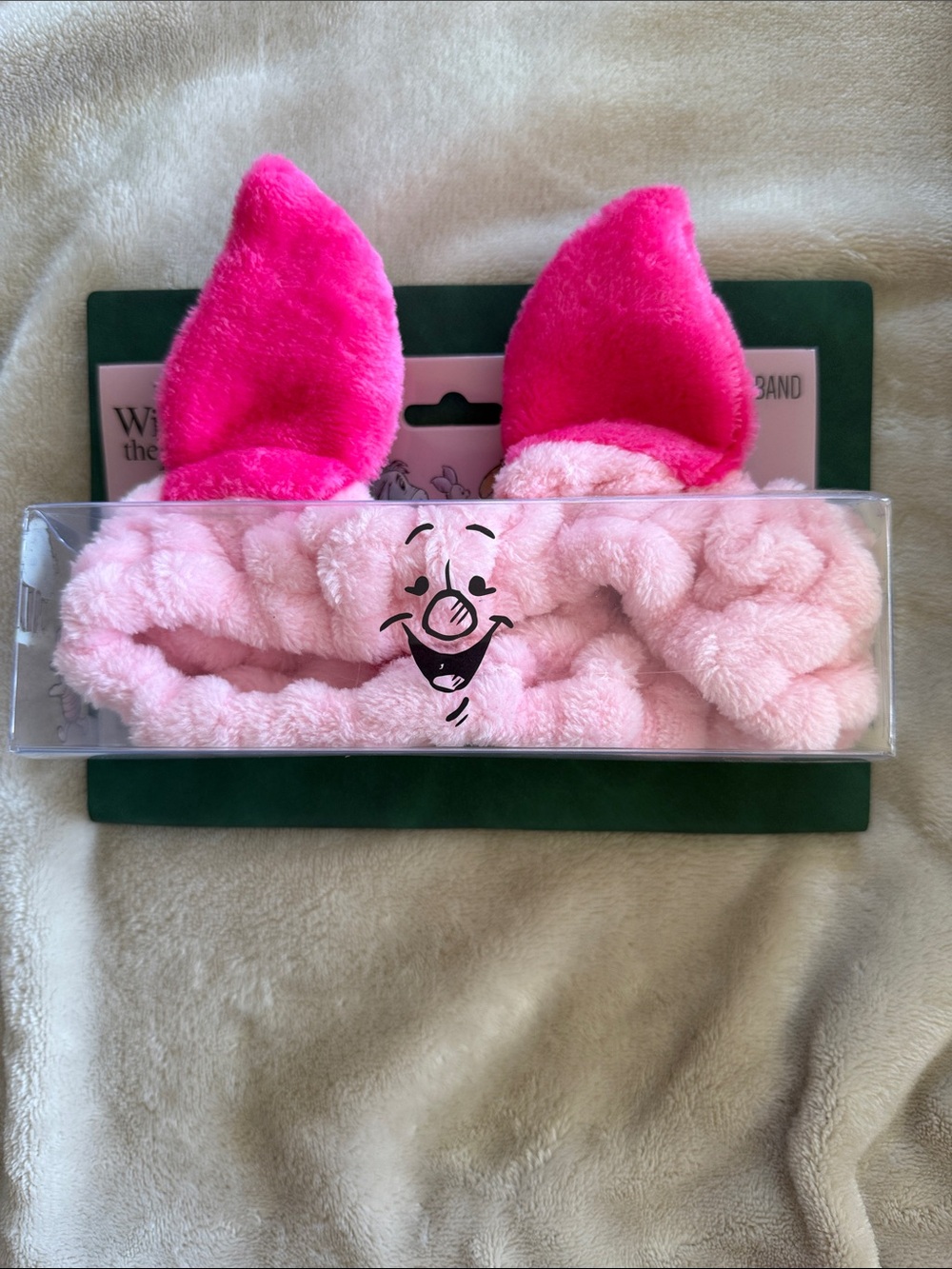 NWT Disney Pink Plush Bunny Ear Spa Headband